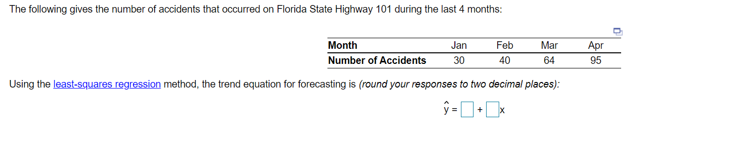 The following gives the number of accidents that