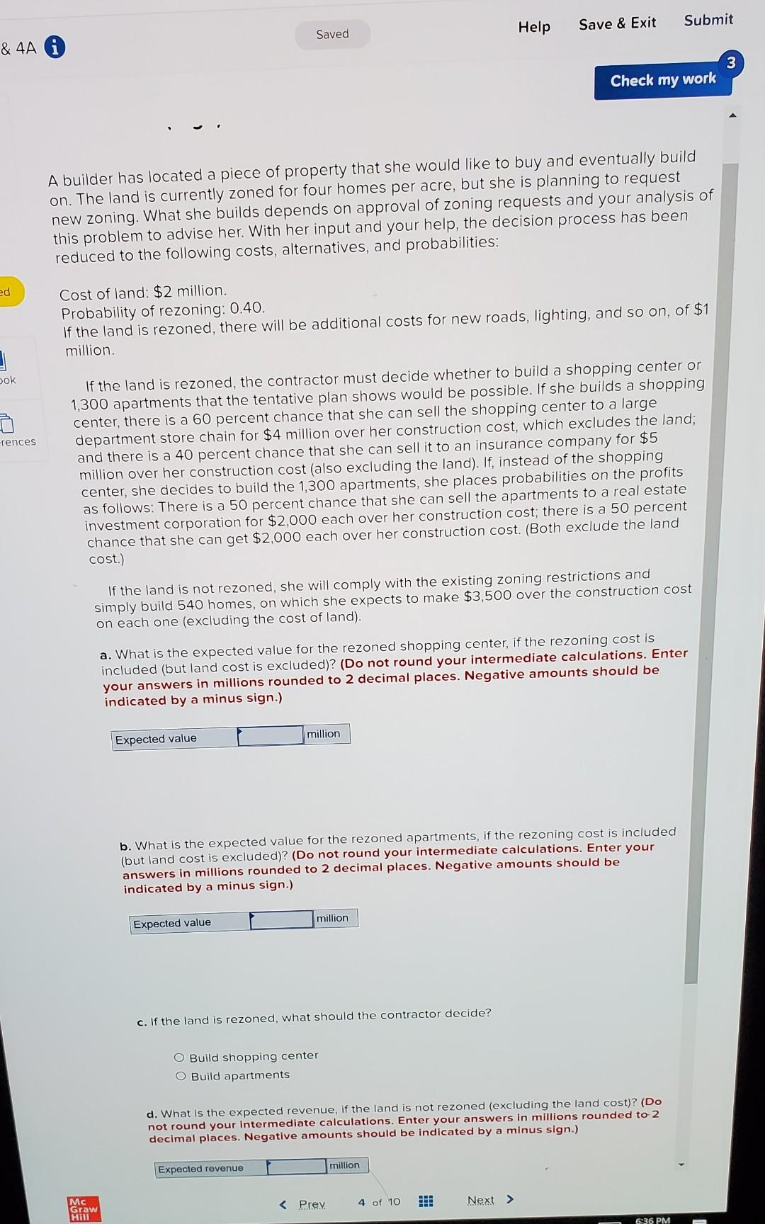 Help Submit Save & Exit Saved & 4A Check my work