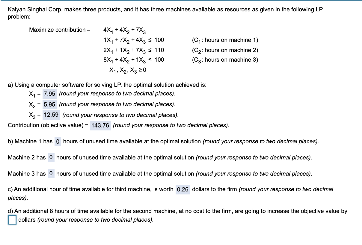 I need help on D please Kalyan Singhal Corp.