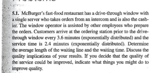 5.1. McBurger's fast-food restaurant has a