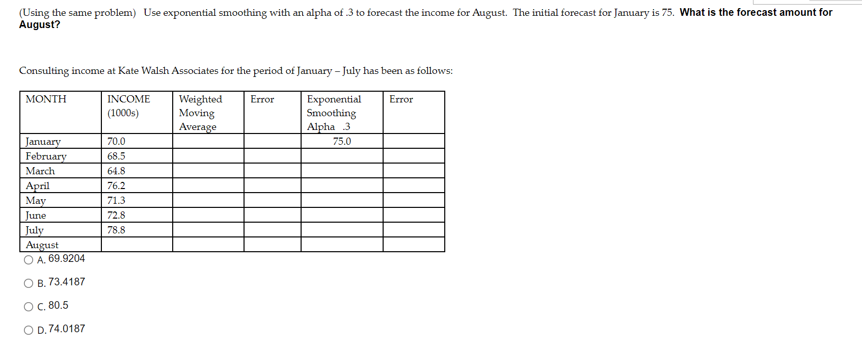 (Using the same problem) Use exponential