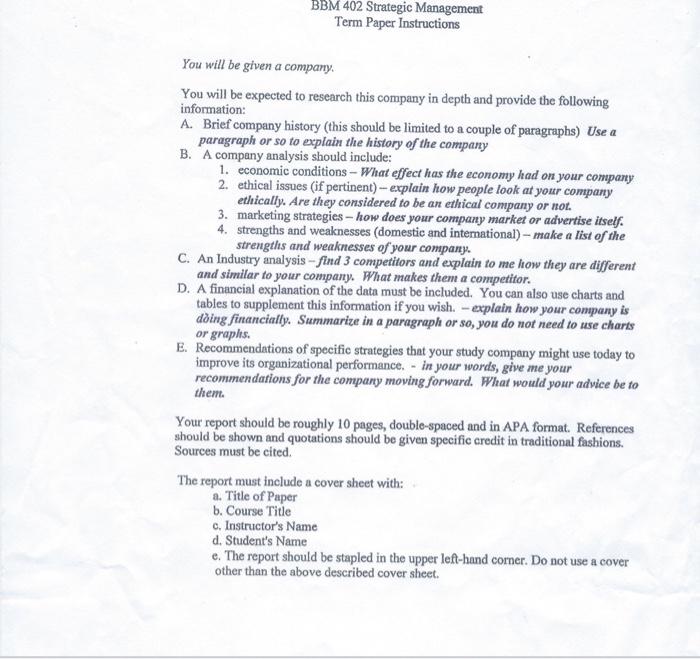 I have selected Boeing company BBM 402 Strategic