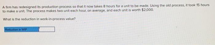 A firm has redesigned its production process so