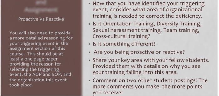 triggering event: toyota Proactive Vs Reactive