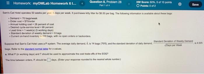 Homework: myOMLab Homework 6 ... Question 8.