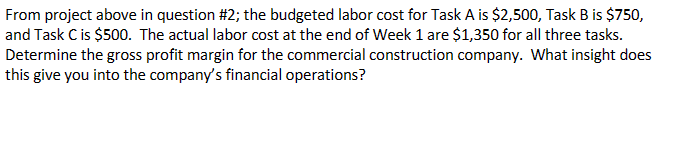 A project consist of three tasks. Task A is