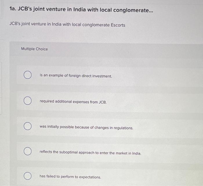 1a. JCB's joint venture in India with local
