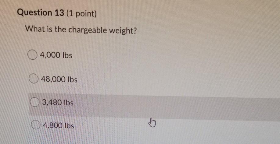 Question 13 (1 point) What is the chargeable