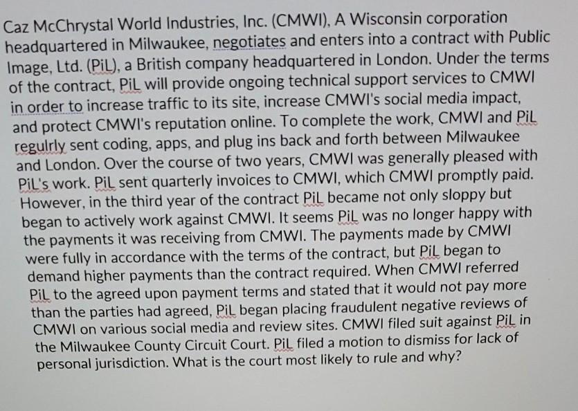 Caz McChrystal World Industries, Inc. (CMWI), A
