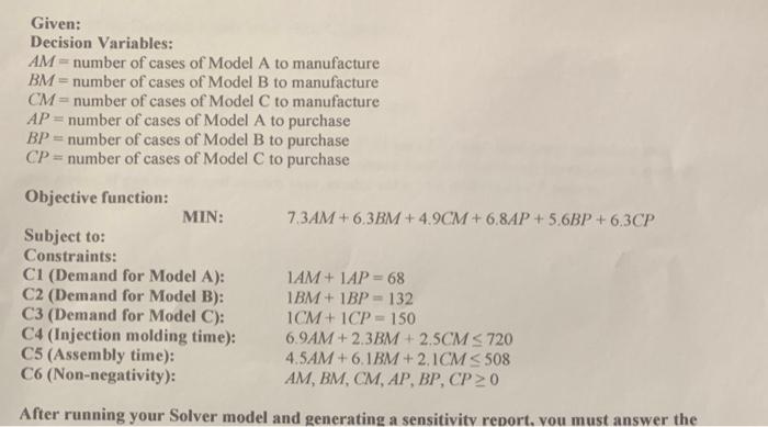 What would be the decision variable of this