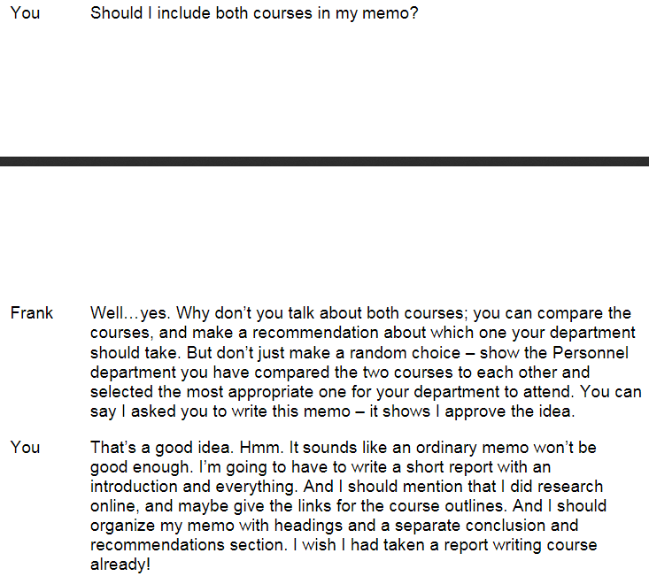 Write a 2-3 page memo report to the Personnel