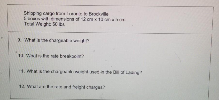 Shipping cargo from Toronto to Brockville 5 boxes