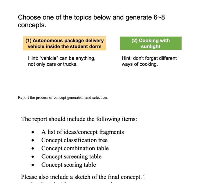 Choose one of the topics below and generate 6-8