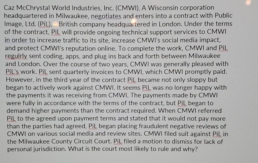 Caz McChrystal World Industries, Inc. (CMWI), A
