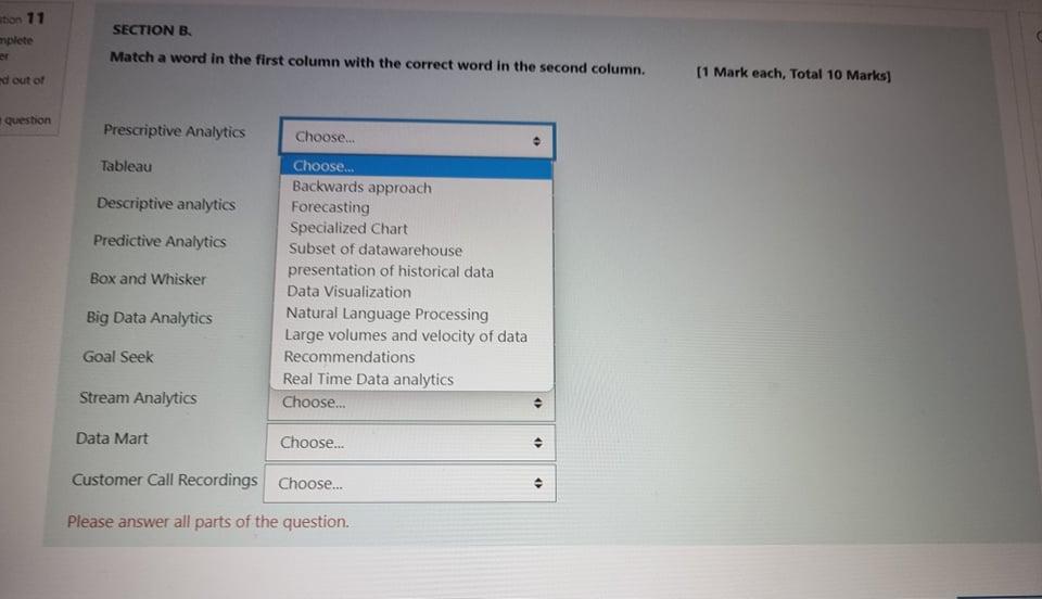 tion 71 SECTION B. mplete Match a word in the