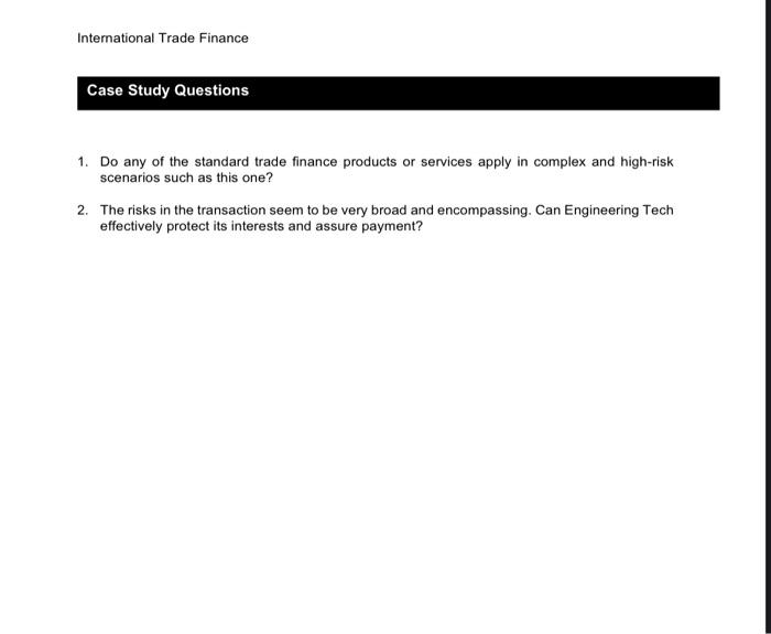 International Trade Finance Trade Finance and