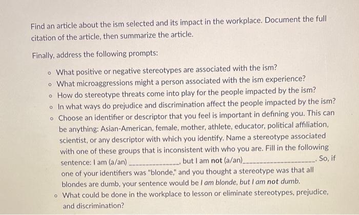 Pick an ism from the list below. Table 7.2 Common