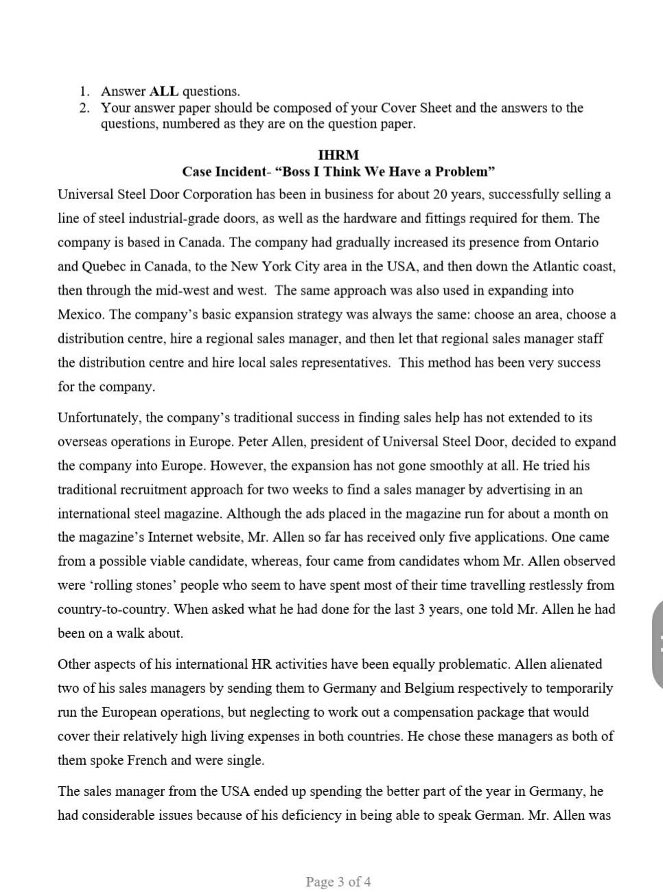 Please help me with my International Human