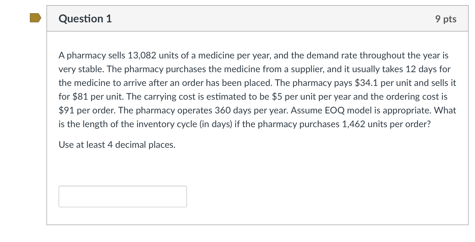 A pharmacy sells 13,082 units of a medicine per