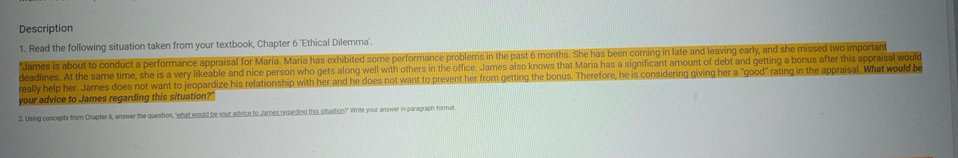 Description 1. Read the following situation taken