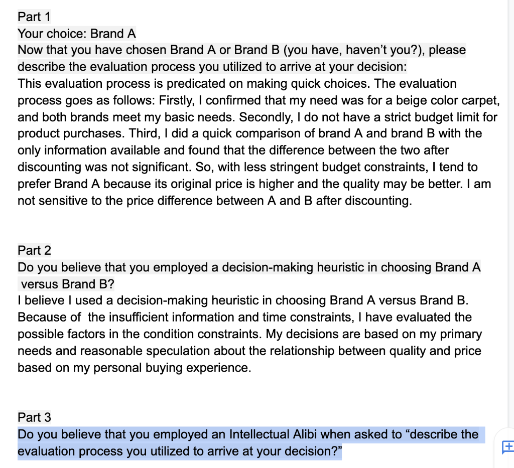 Answer Part 3: Do you believe that you employed