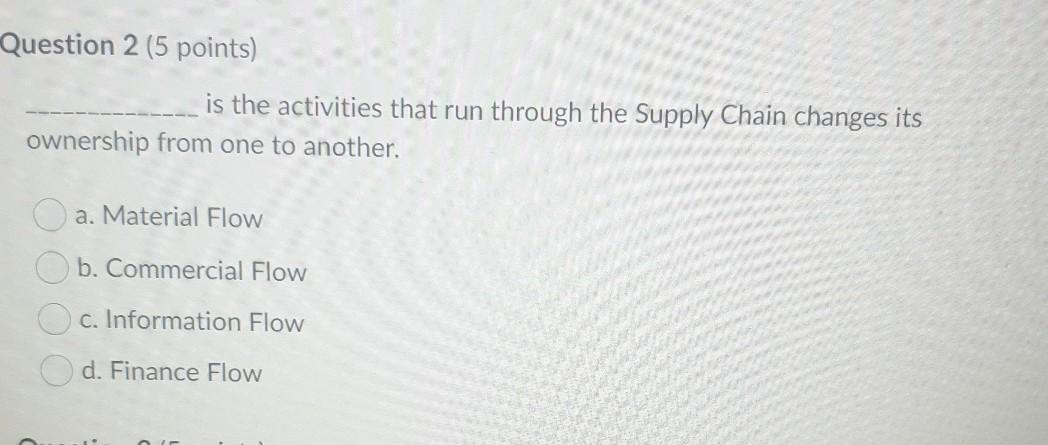 Question 2 (5 points) is the activities that run