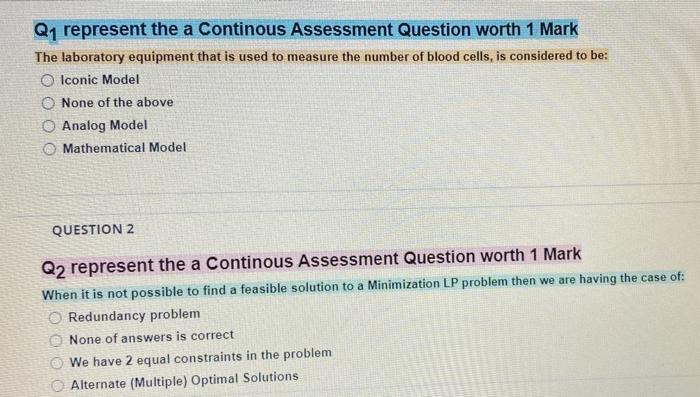 Q1 represent the a Continous Assessment Question