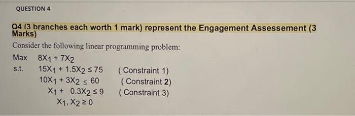 QUESTION 4 04 (3 branches each worth 1 mark)
