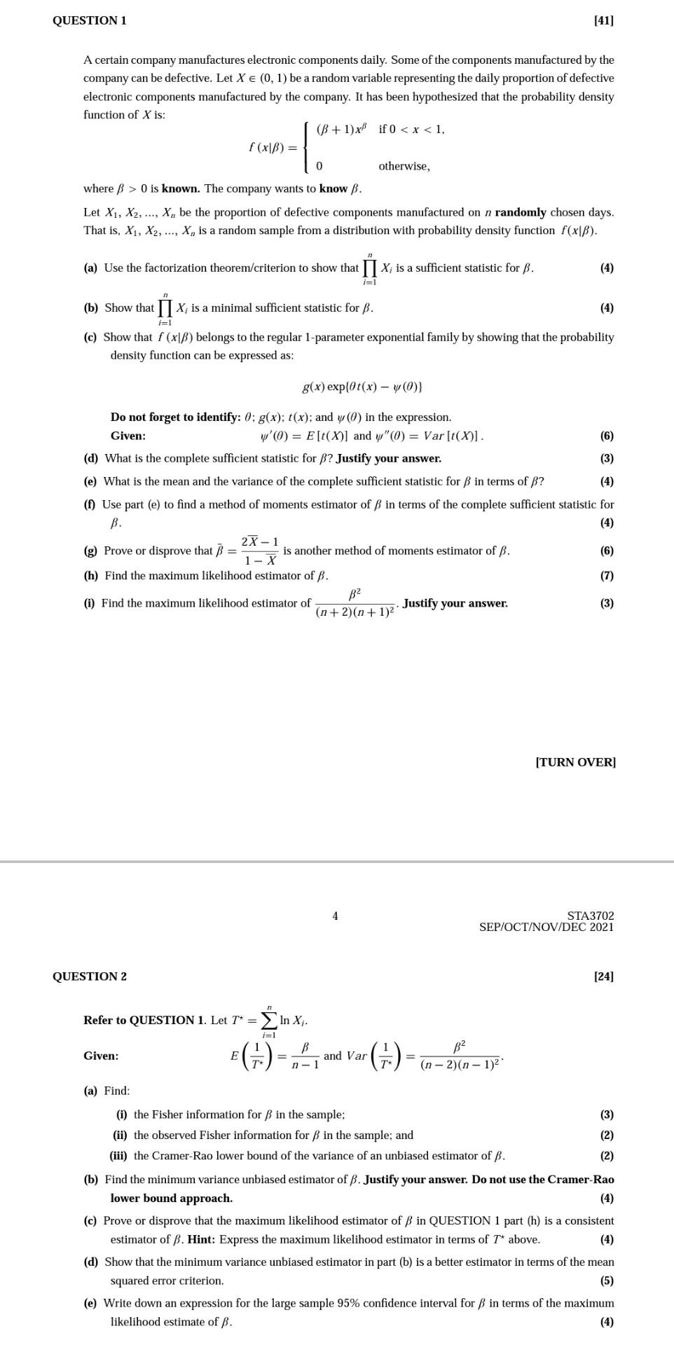 QUESTION 1 [41] A certain company manufactures