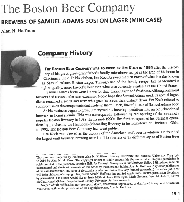 The Boston Beer Company BREWERS OF SAMUEL ADAMS