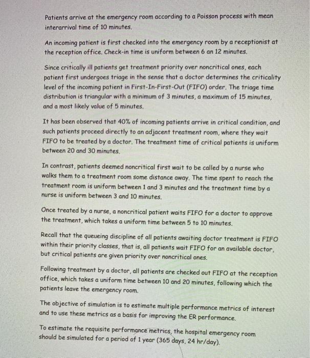 ARENA Simulation Project (Hospital Emergency