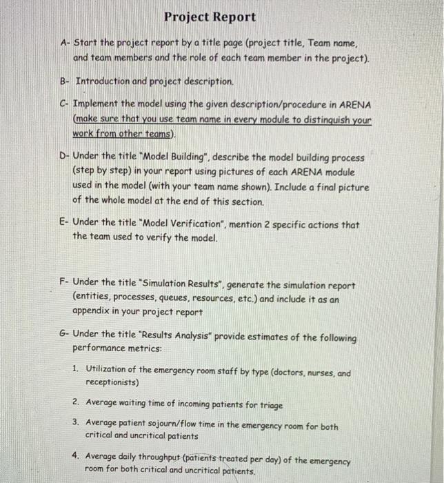 ARENA Simulation Project (Hospital Emergency