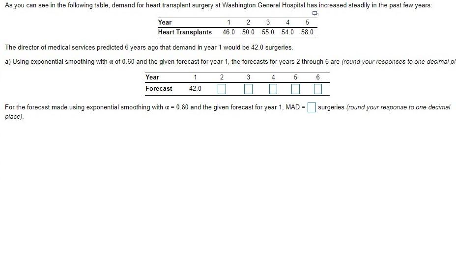 As you can see in the following table, demand for