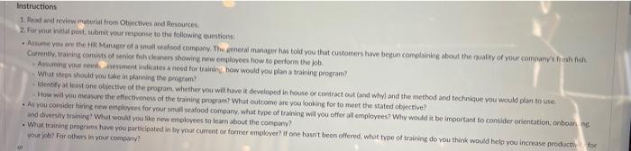 Instructions 1. Read and review material from