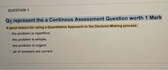 QUESTION 1 Q1 represent the a Continous