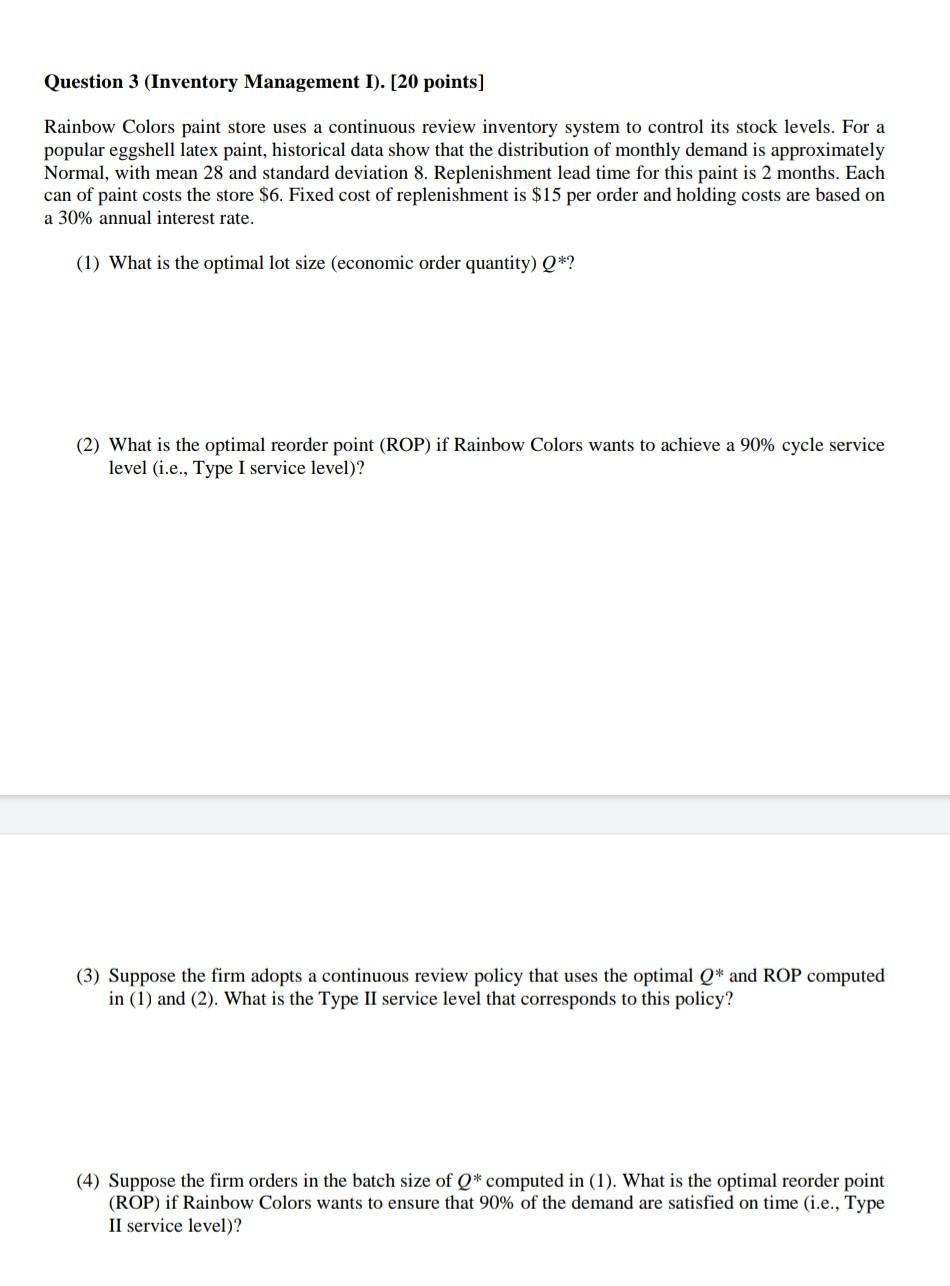question 3 & 4 please Question 3 (Inventory