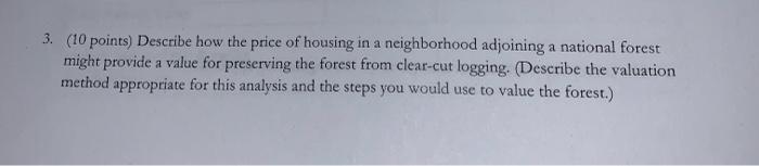 3. (10 points) Describe how the price of housing