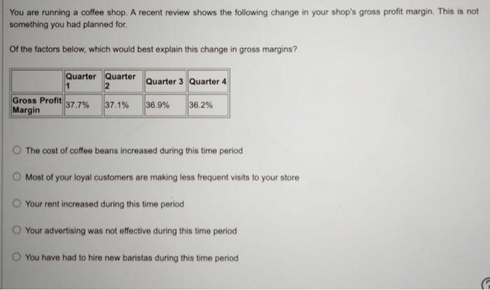 You are running a coffee shop. A recent review