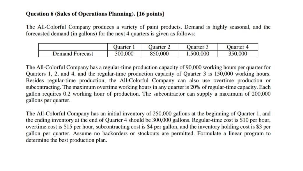 urgent but thanks Question 6 (Sales of Operations