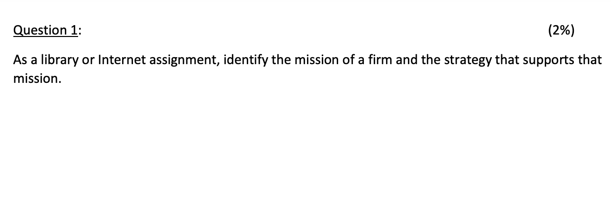 Question 1: (2%) As a library or Internet