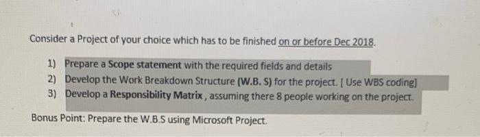project managmnet Assignment Consider a Project