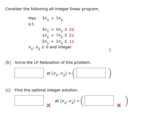 Consider the following all-integer linear