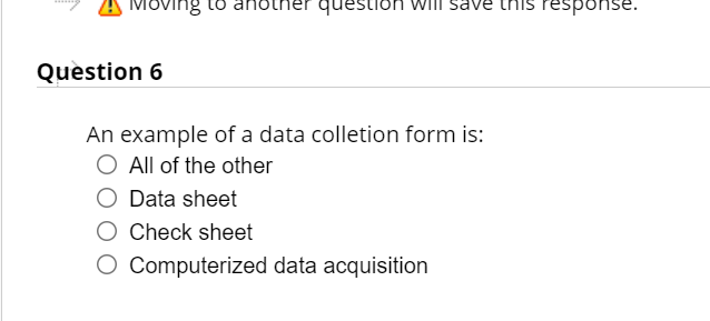 oving to question WIIT 5 response. Question 6 An