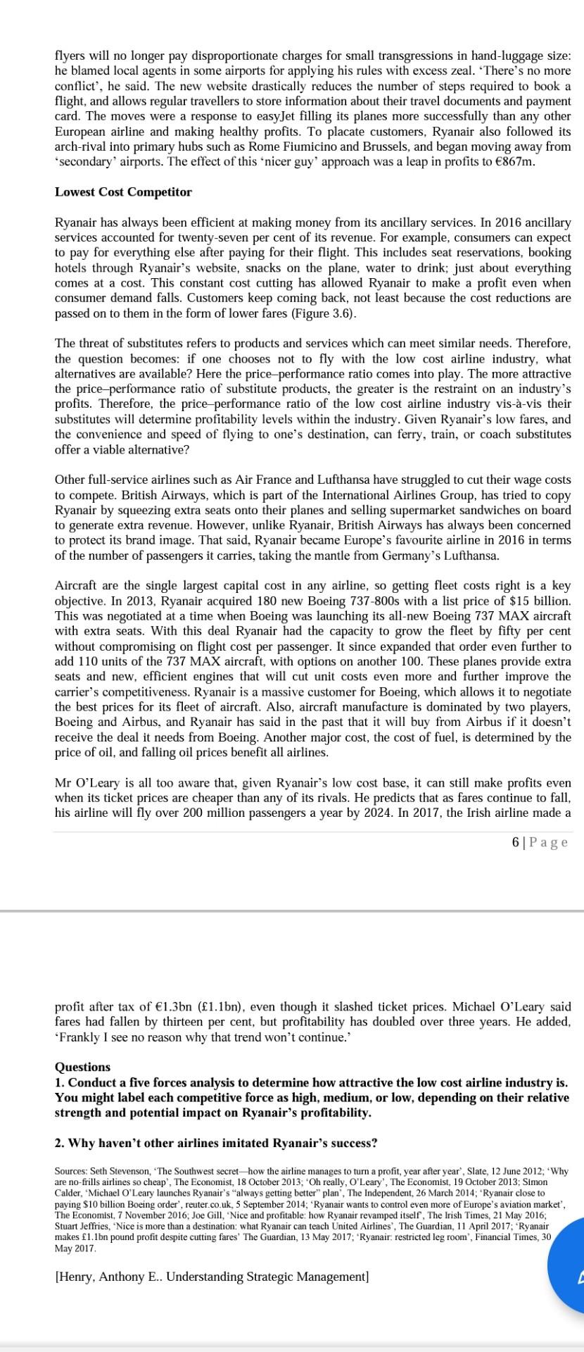 a. Conduct a five forces analysis to determine