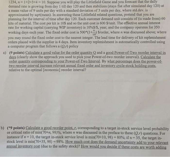 n = 24 for this problem. 1234, n=1+2+3+4 = 10.