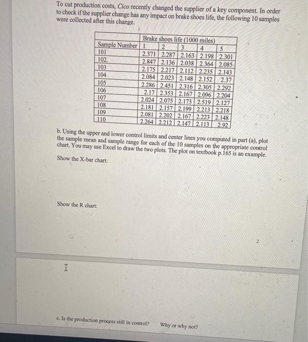 Problem 2. As a brake quality inspector at Cico