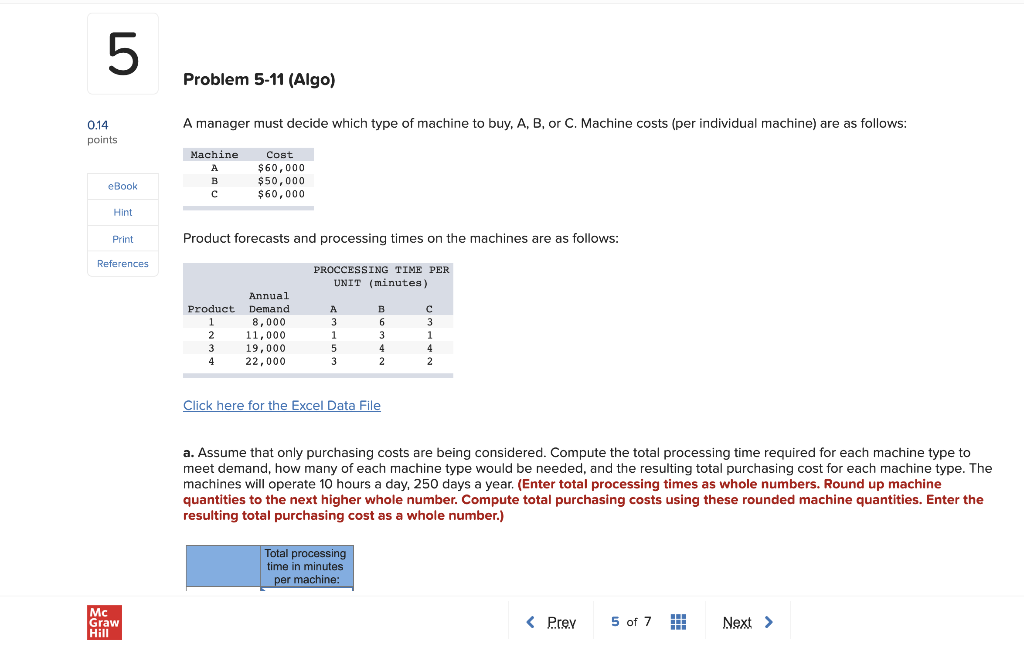 UT Problem 5-11 (Algo) A manager must decide