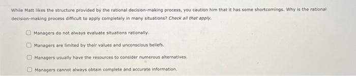 While Matt likes the structure provided by the