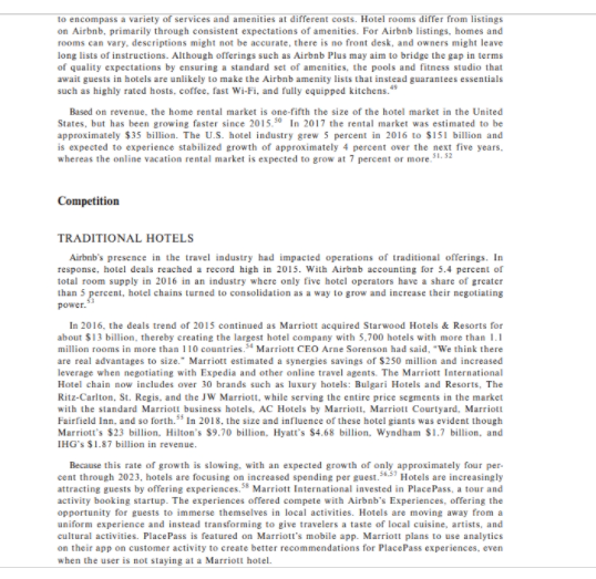 Evaluate changes in the hotel /bed n breakfast