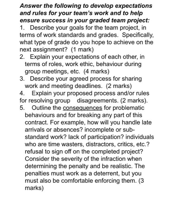 Answer the following to develop expectations and